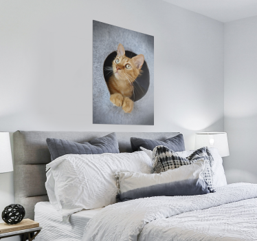 Póster decorativo gatito asomado - TenVinilo