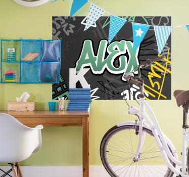Poster pared graffiti con nombre personalizable - TenVinilo