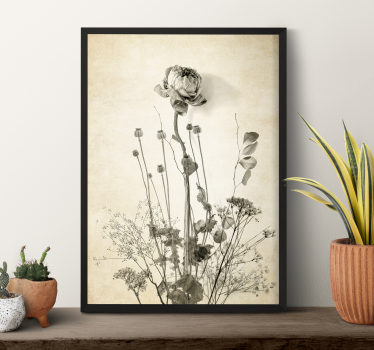 Poster ramo de flores sobre fondo beige - TenVinilo