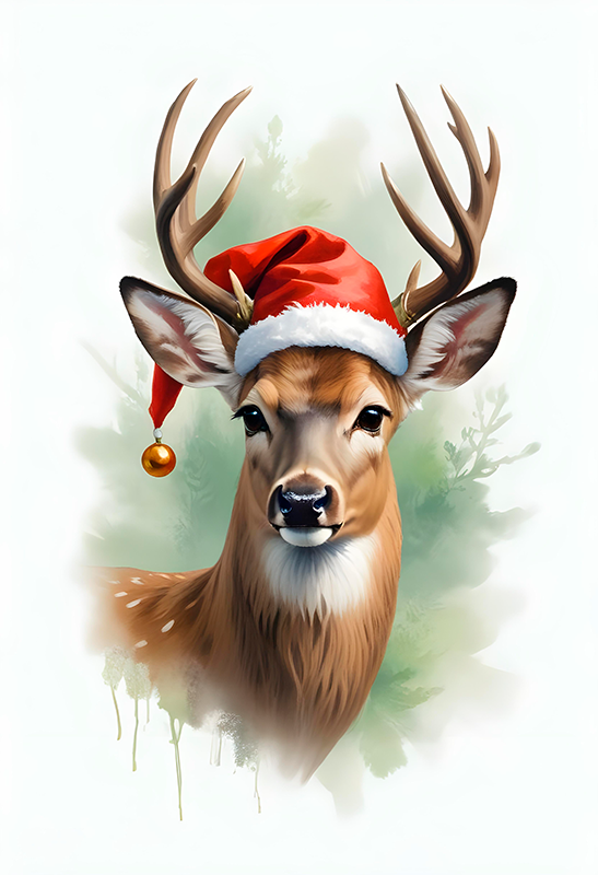 Poster navidad reno de santa - TenVinilo