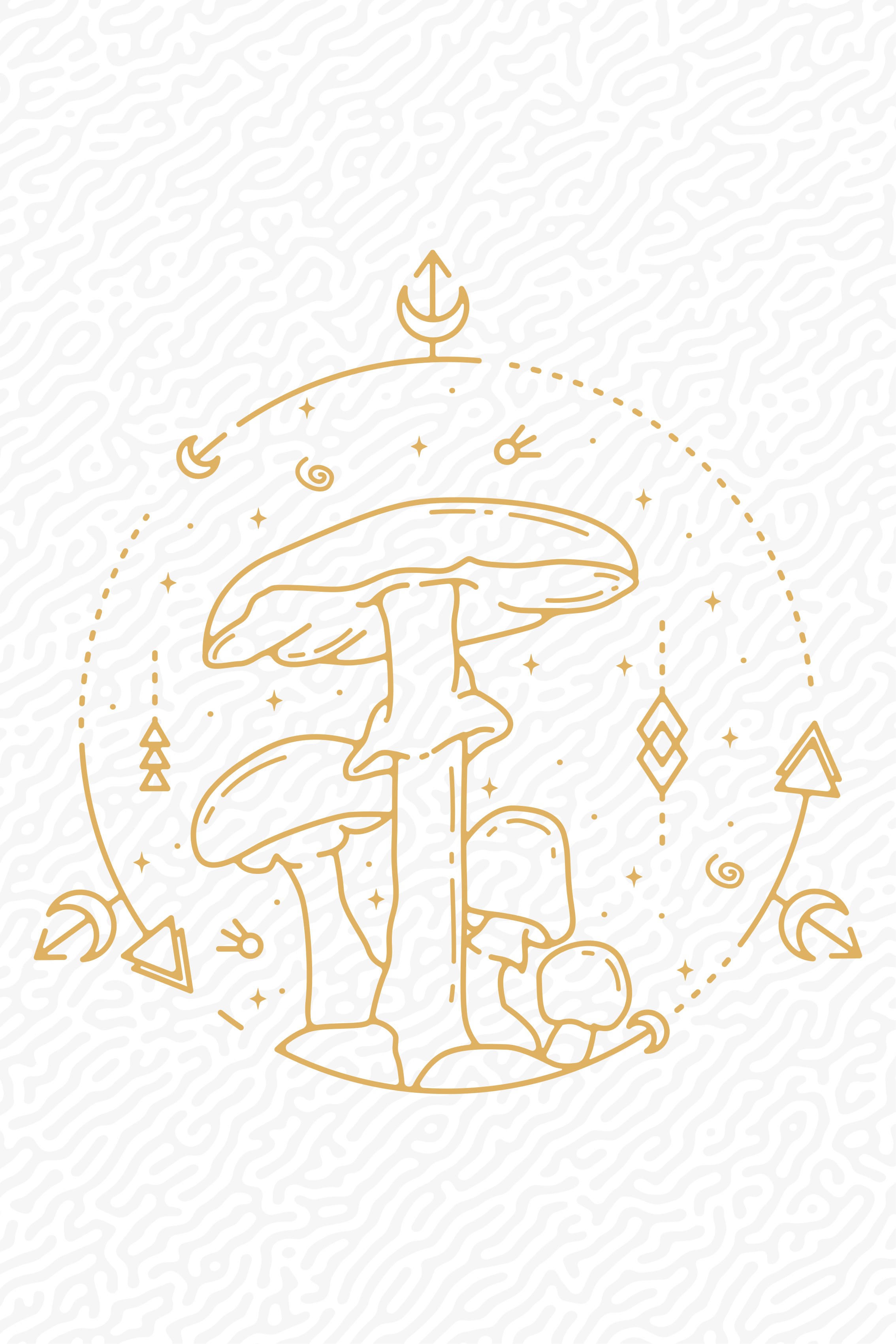 Poster cocina diseño monoline de hongo geométrico - TenVinilo