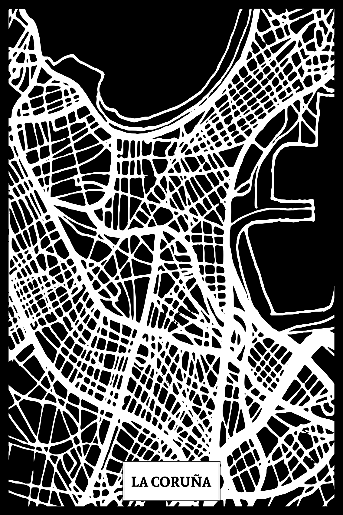 Poster salón mapa topográfico de coruña - TenVinilo