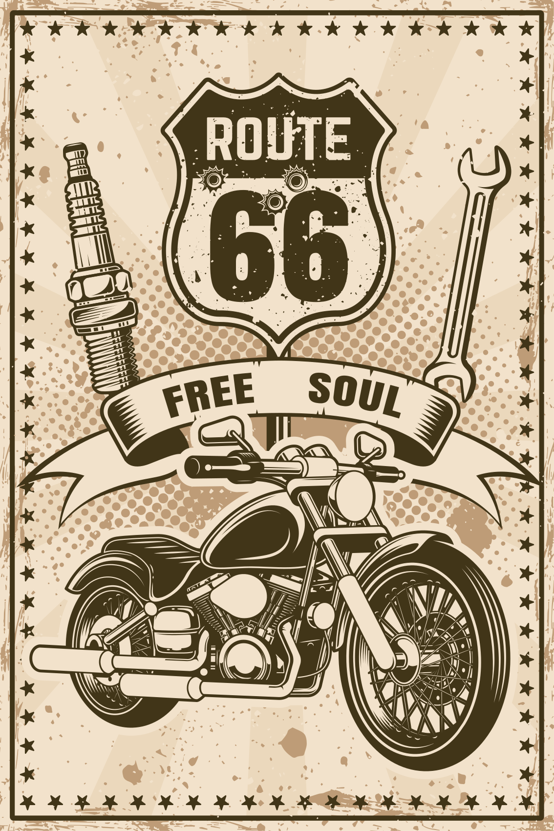 Poster salón motocicleta ruta 66 - TenVinilo