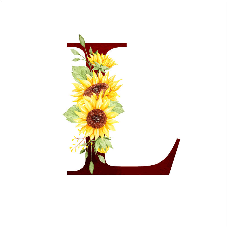 Poster flores inicial personalizable girasol - TenVinilo