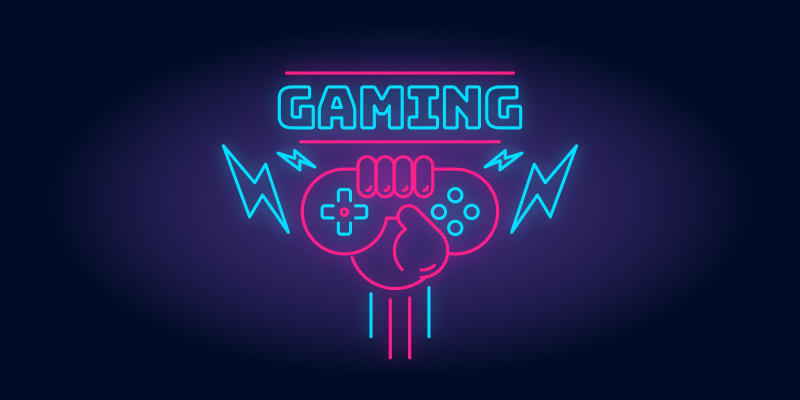 Poster videojuego logo de gaming con luces neón - TenVinilo