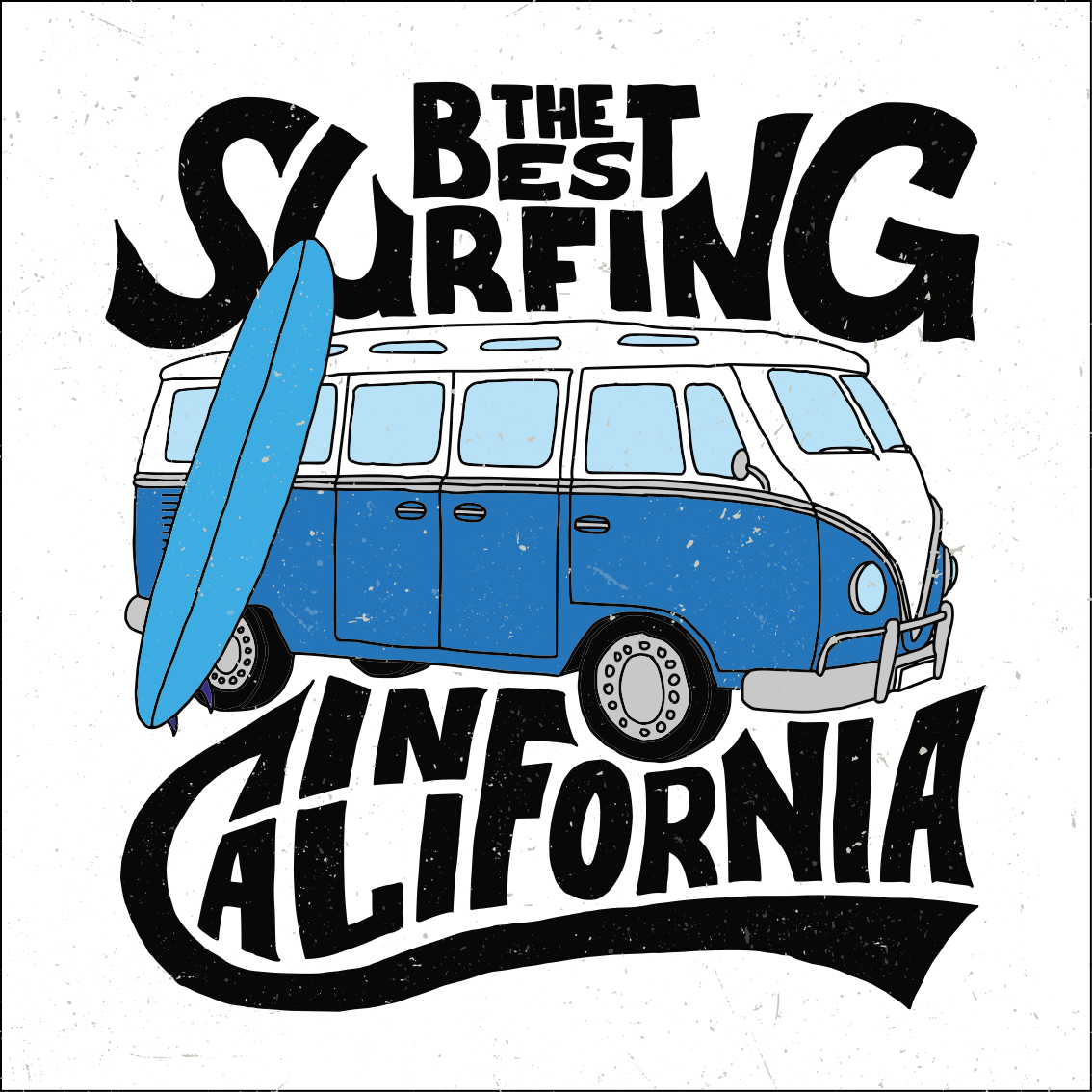 Poster deporte surfing furgoneta california - TenVinilo