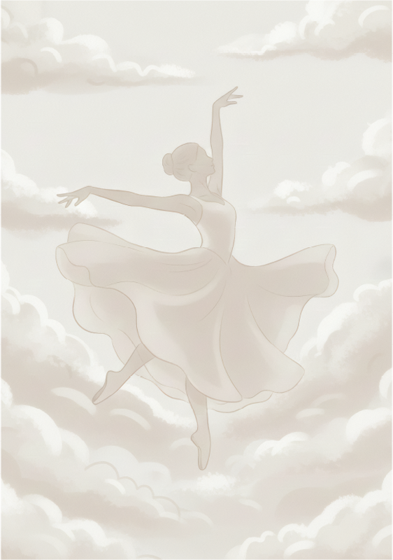 Poster minimalista persona danzando entre nubes - TenVinilo