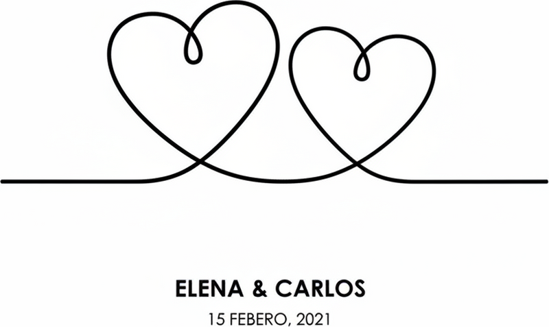 Poster personalizable corazón de una línea - TenVinilo