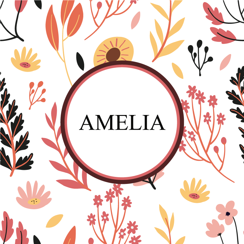 Poster personalizable diseño floral personalizado - TenVinilo