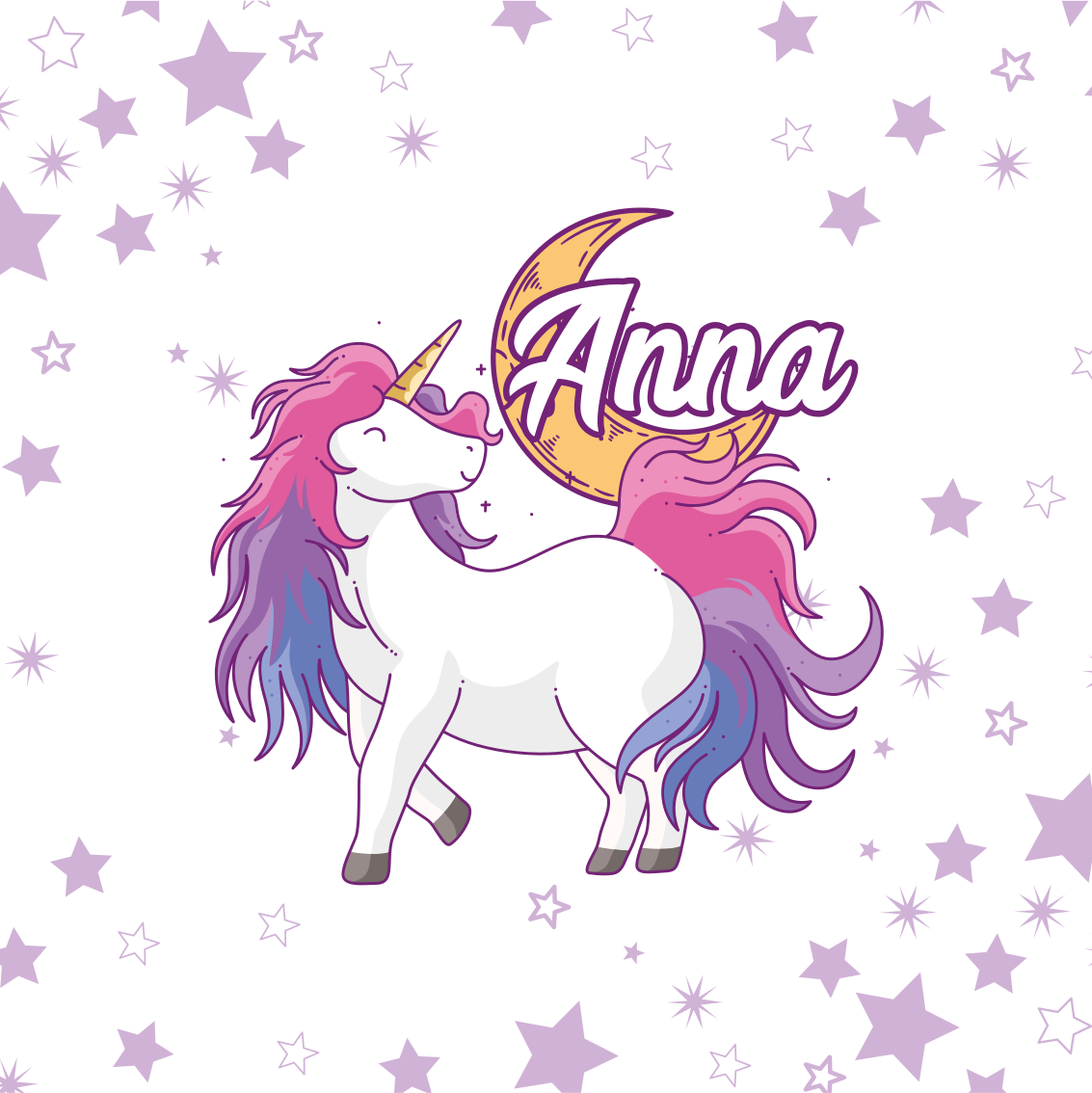 Poster personalizable unicornio con estrellas - TenVinilo