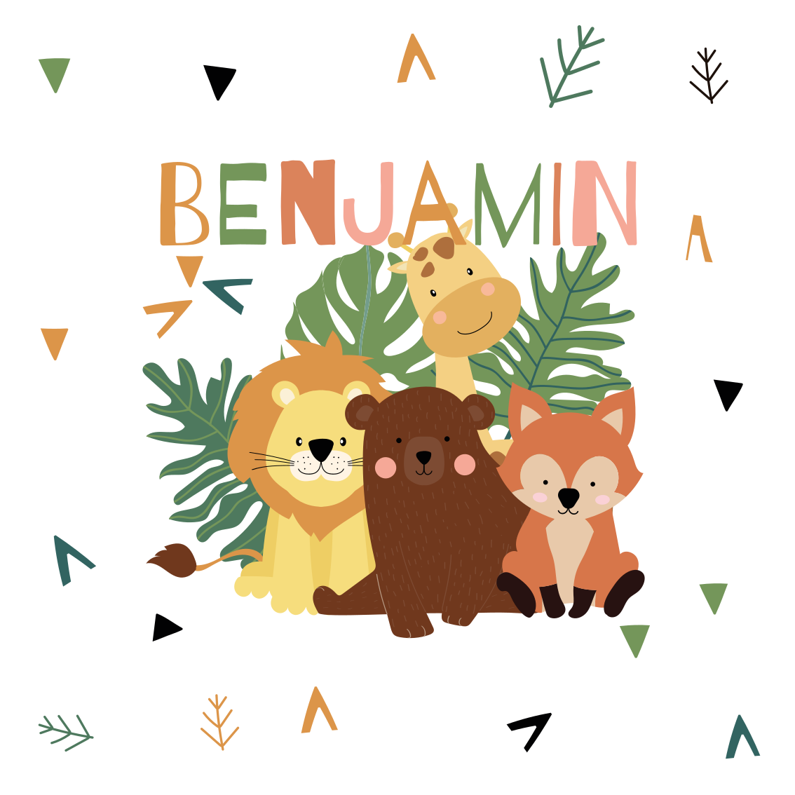 Poster personalizable encuentro de amigos animales - TenVinilo