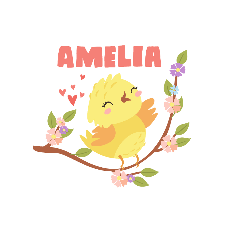 Poster personalizable pajarito amarillo alegre - TenVinilo