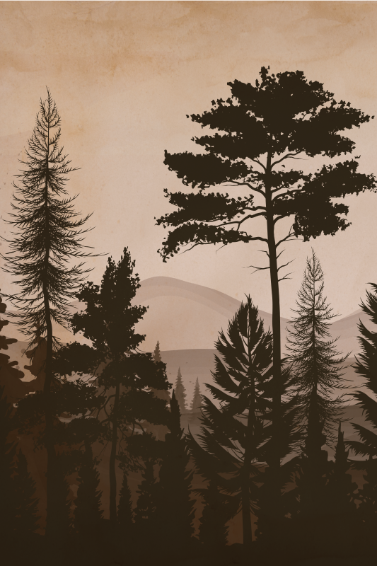 Poster árboles bosque cálido estilo escandinavo - TenVinilo