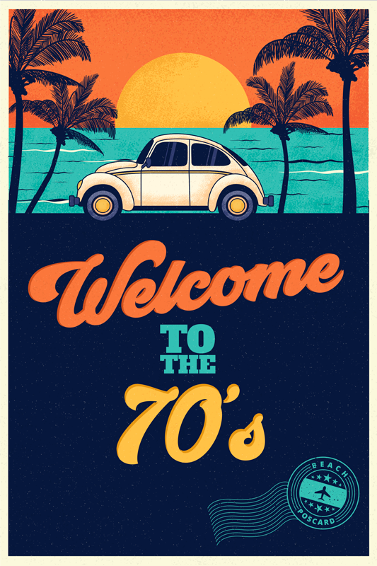 Poster vintage bienvenido a los 70's sticker - TenVinilo