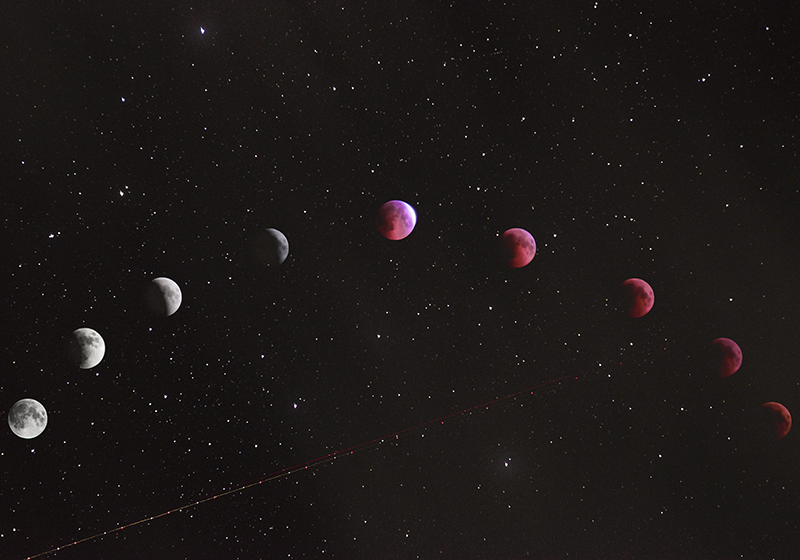 Poster paisajes fases lunares con fondo galáctico - TenVinilo
