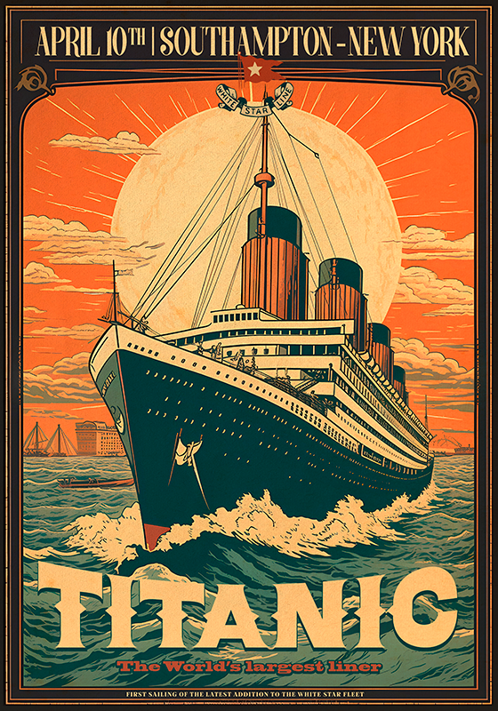Poster vintage viaje inaugural del titanic - TenVinilo