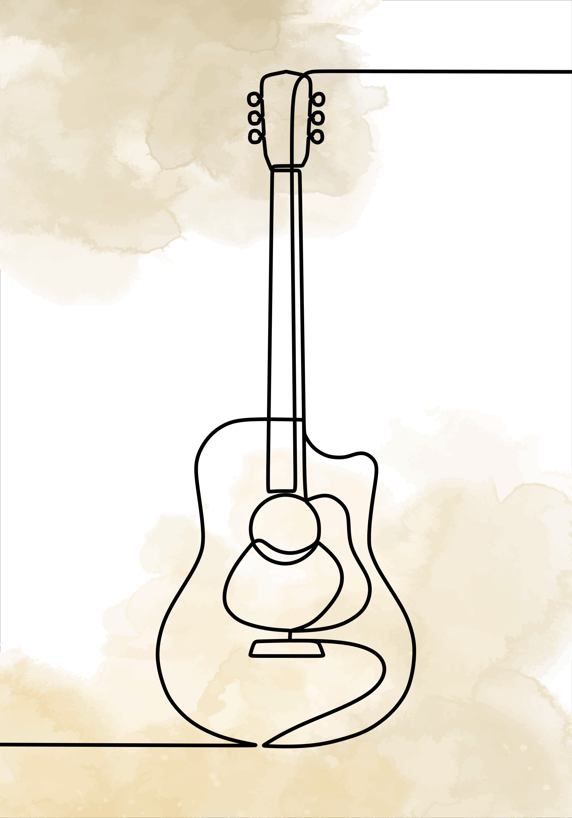 Poster musicales guitarra monolineal - TenVinilo