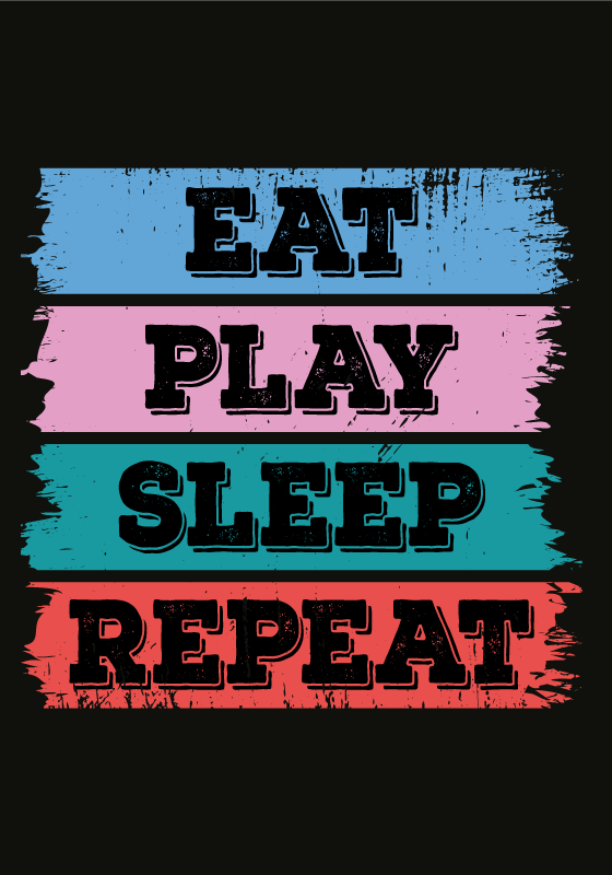 Poster juvenil jugar comer dormir - TenVinilo