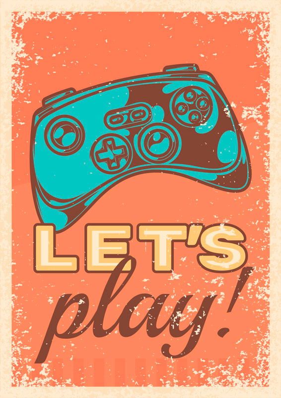 Poster videojuego vamos a jugar estilo retro - TenVinilo