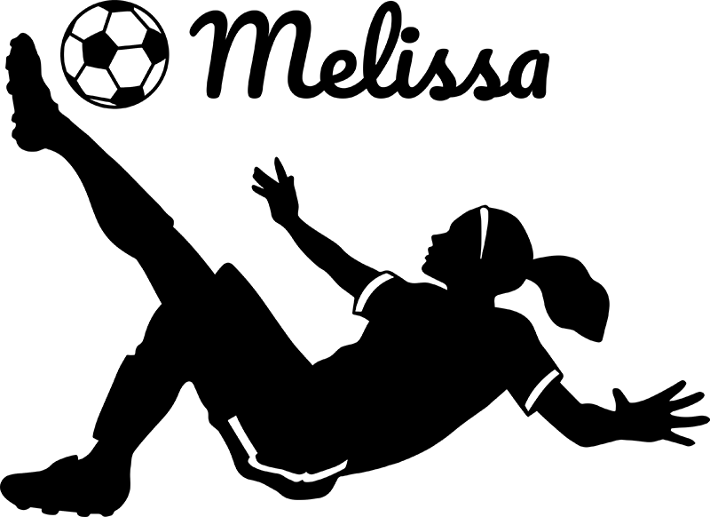 Poster fútbol vinilo mujer futbolista personalizable - TenVinilo