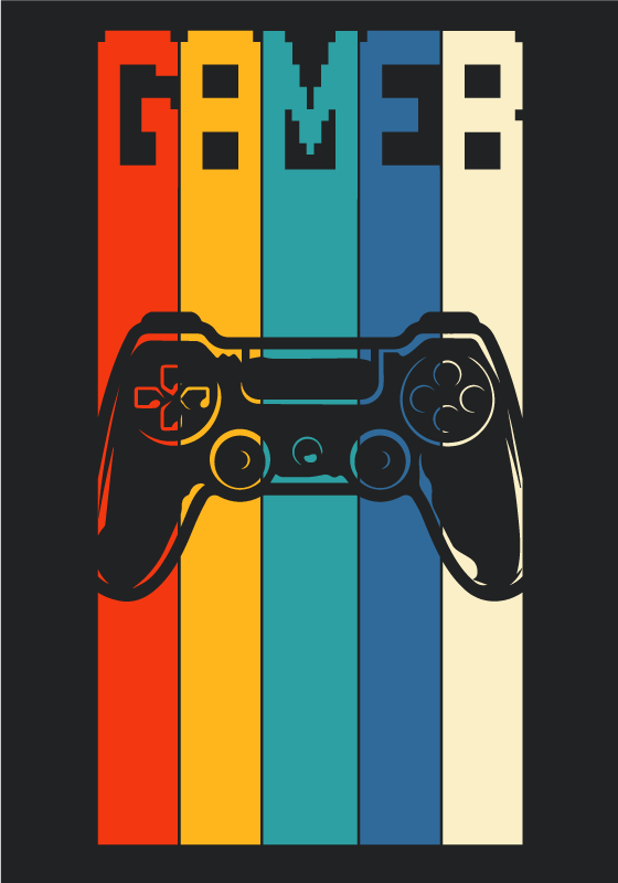 Poster de gamer colores con mando - TenVinilo