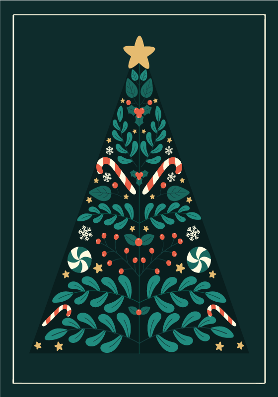 Póster árbol de navidad moderno - TenVinilo
