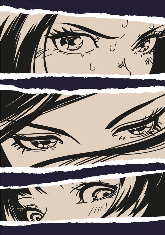 Póster miradas de chicas anime - TenVinilo