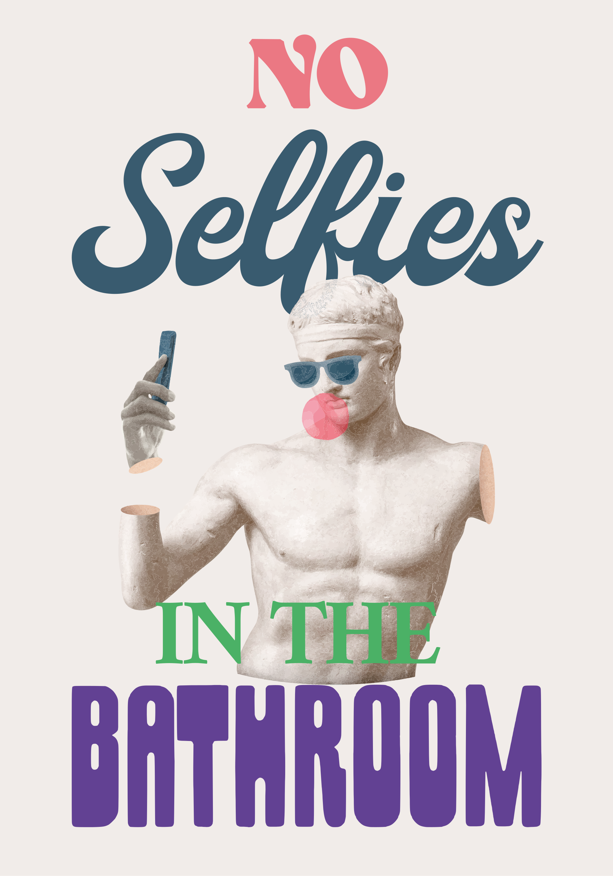 Poster baño no tomarse selfies - TenVinilo