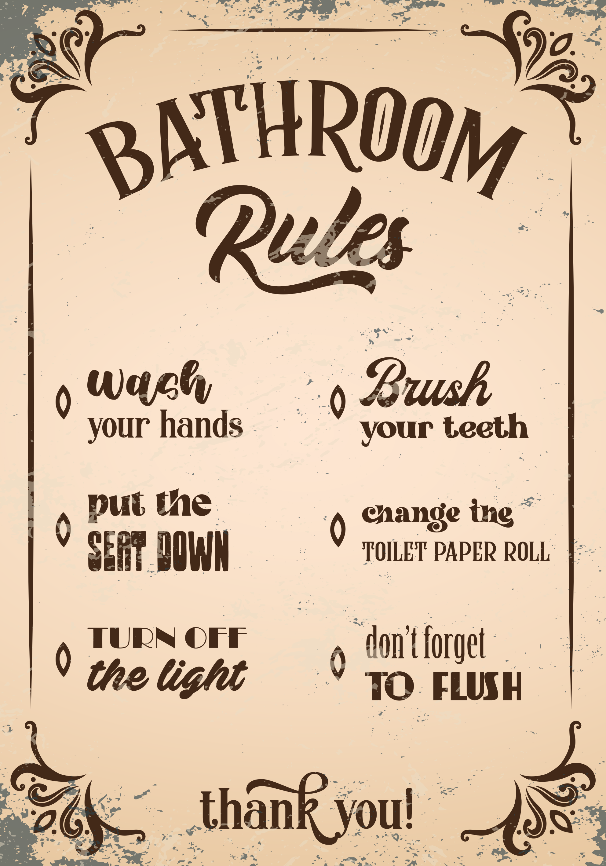 Poster baño reglas del baño - TenVinilo