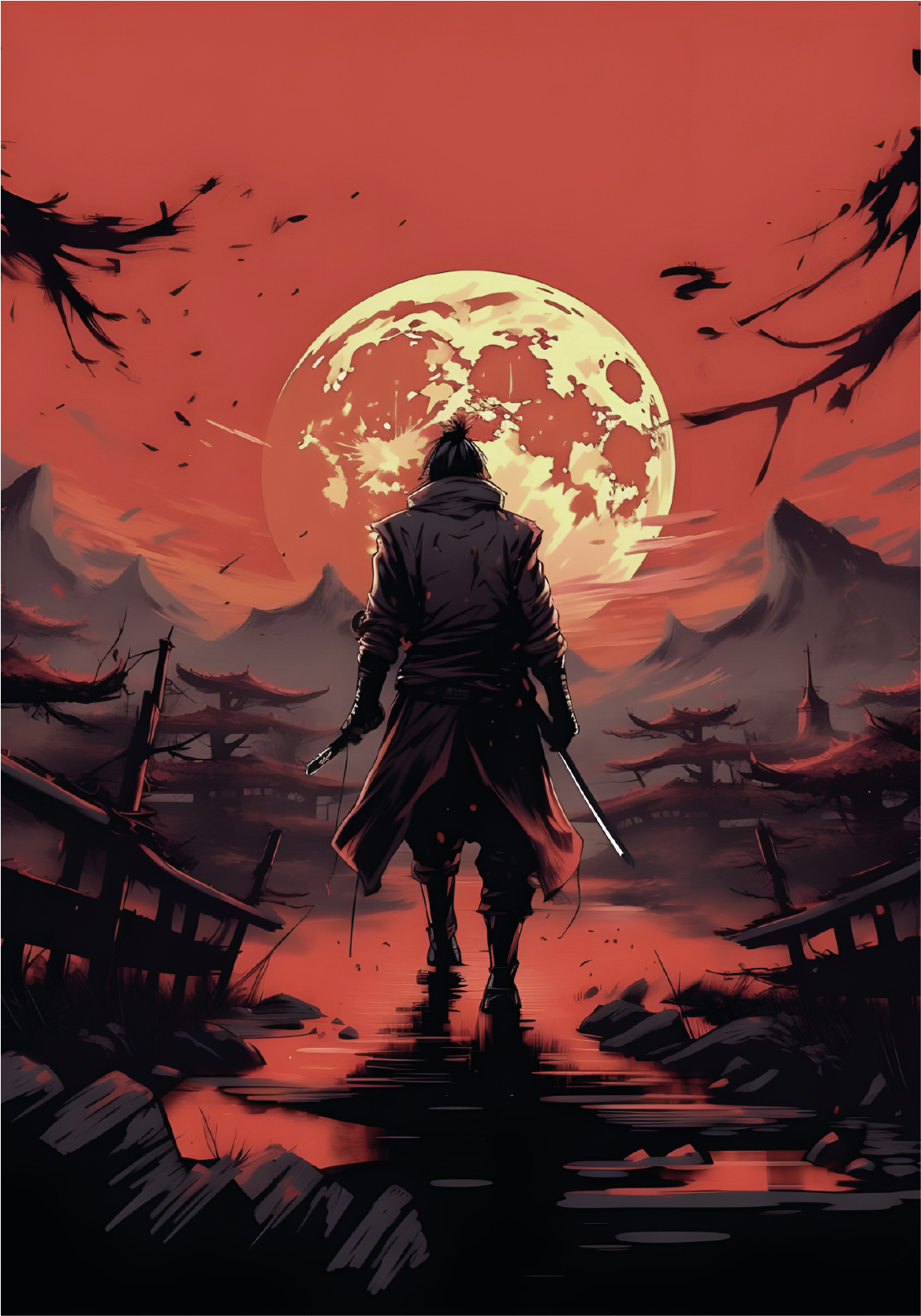 Poster juvenil silueta de guerrero anime - TenVinilo