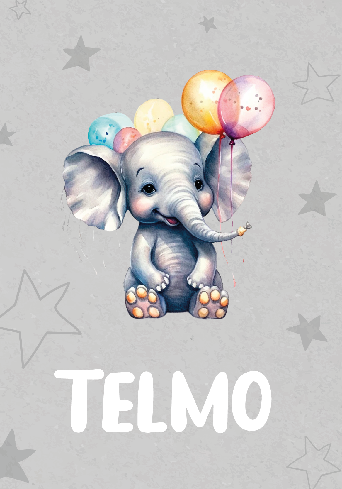 Poster animales elefante bebé con globos - TenVinilo