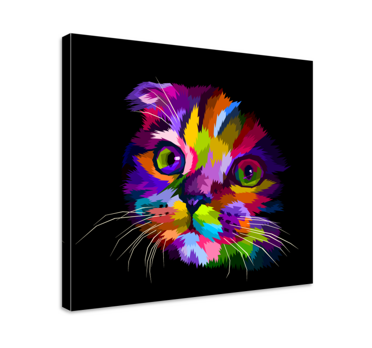 Cuadro de gatos Gato arcoiris pintado - TenVinilo