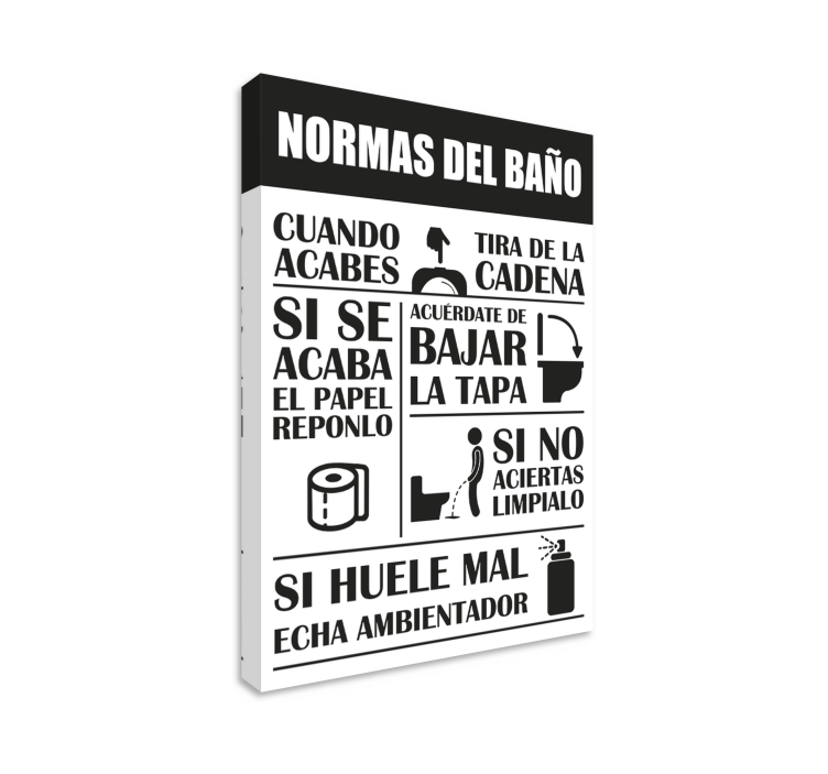 Cuadro para baños reglas del baño - TenVinilo