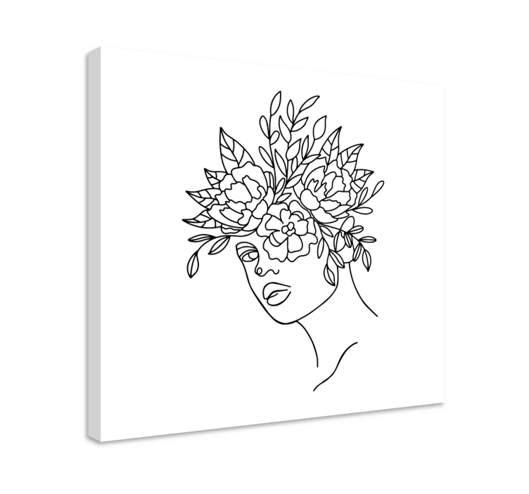 Cuadro de flores contorno de cara floral - TenVinilo