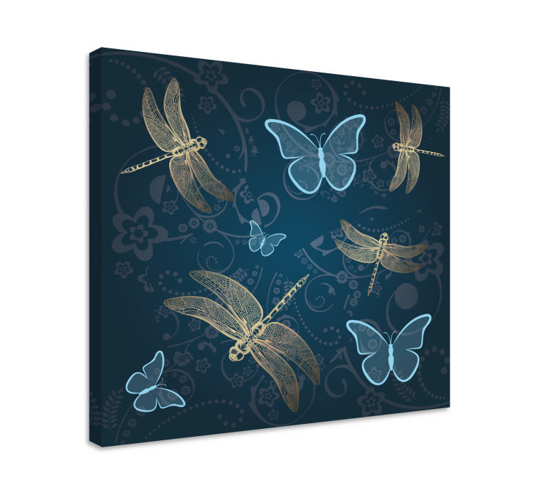 Cuadro libélulas Mariposas en azul con - TenVinilo