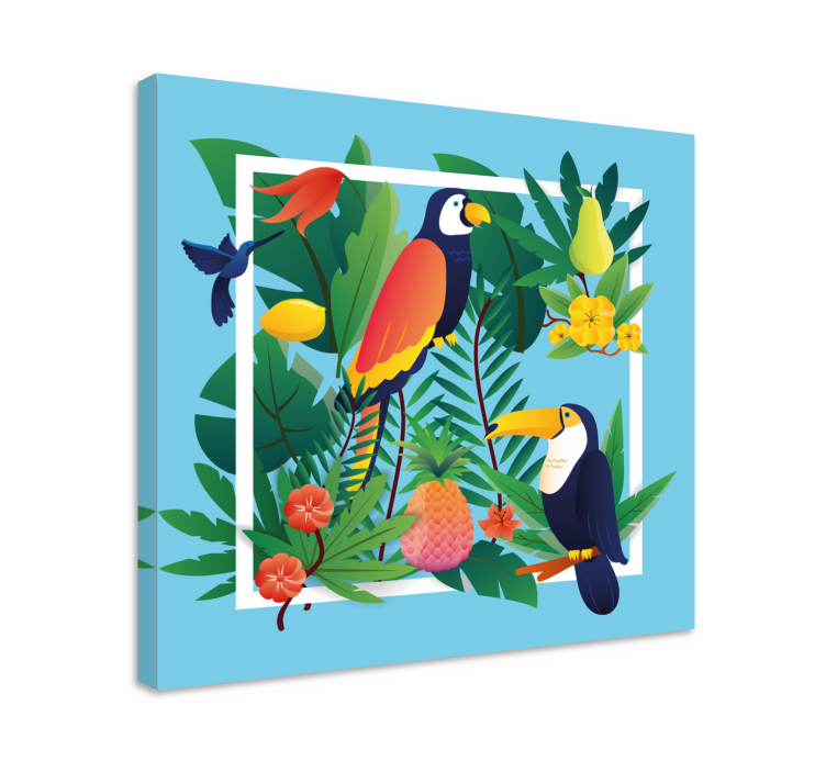 Cuadro aves Aves tropicales con frutas - TenVinilo