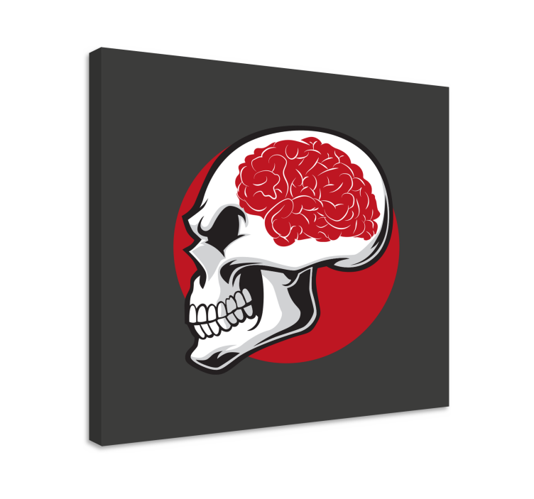 Cuadro moderno Calavera roja con cerebro - TenVinilo