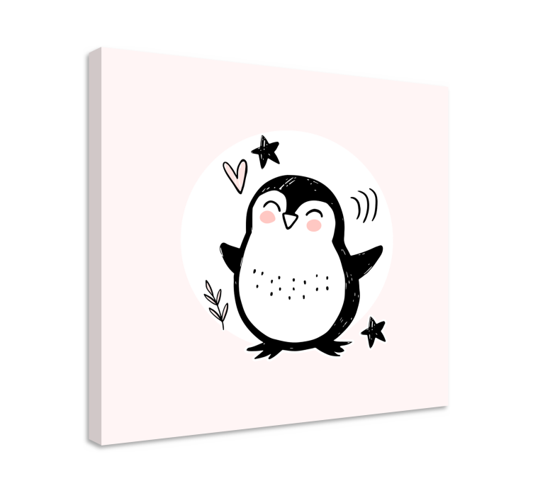 Cuadro para bebé pingüino dibujado doodle - TenVinilo
