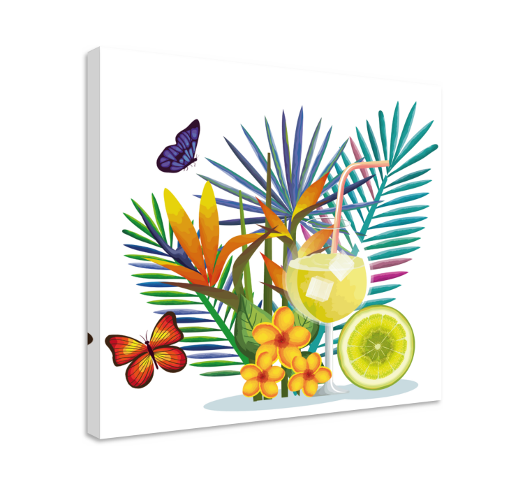 Cuadro de flores arreglo de bebidas tropicales - TenVinilo