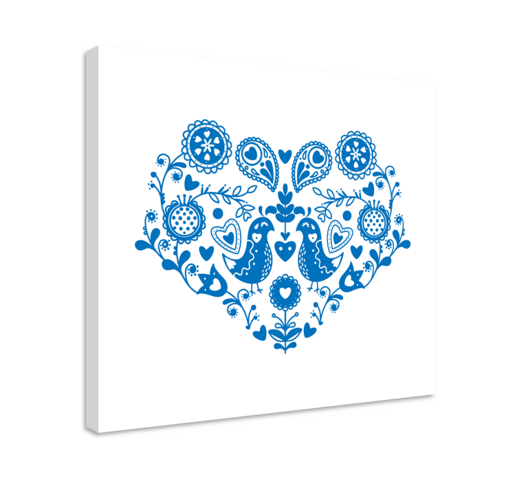 Cuadro bodegones patrones de pájaros en corazón - TenVinilo
