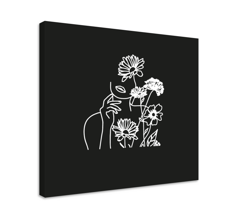 Cuadro de flores dibujo lineal floral minimalista - TenVinilo