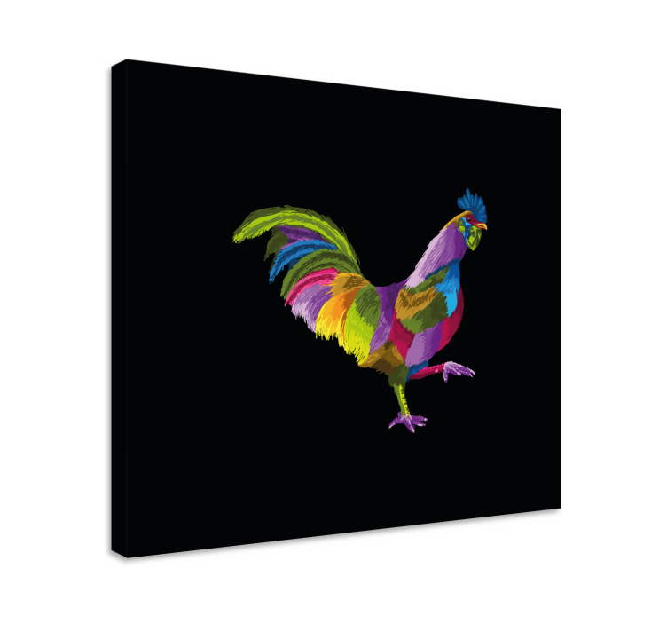 Cuadro aves diseño de gallo colorido - TenVinilo