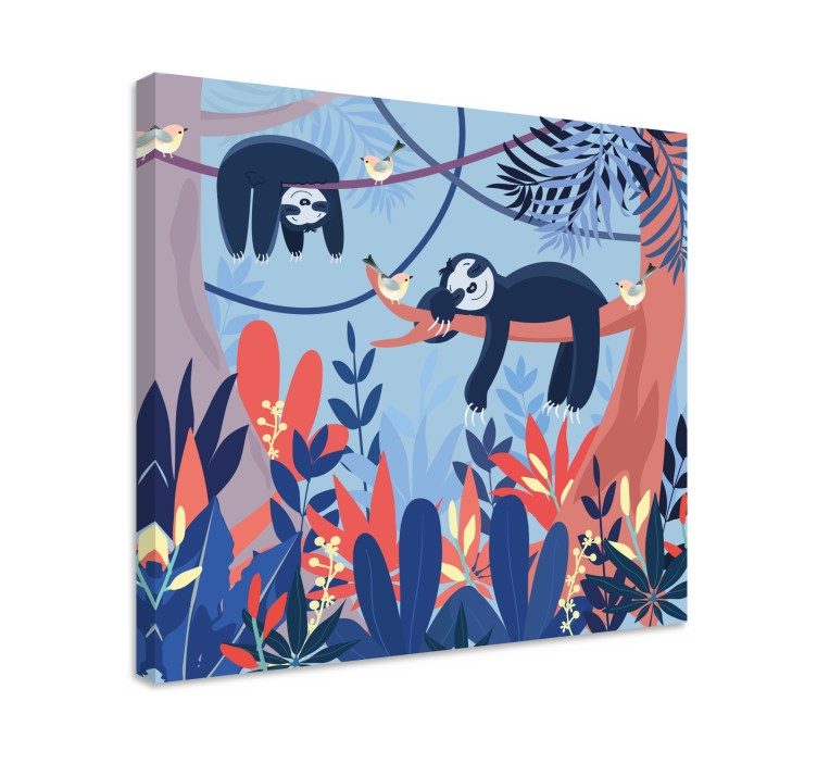 Cuadro animales perezosos en rama - TenVinilo