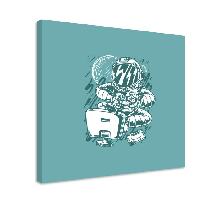 Cuadro decorativo videojuego astronauta gamer divertido - TenVinilo