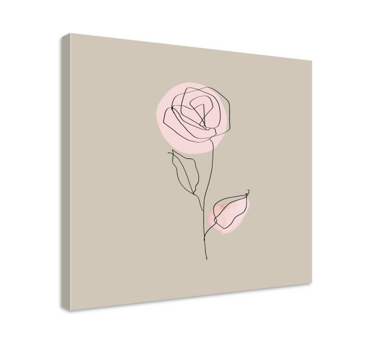 Cuadro de flores línea elegante rosa - TenVinilo