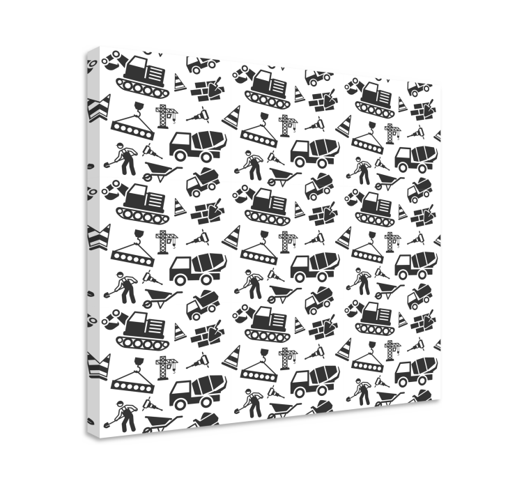 Cuadro con frase iconos de obra en construcción - TenVinilo