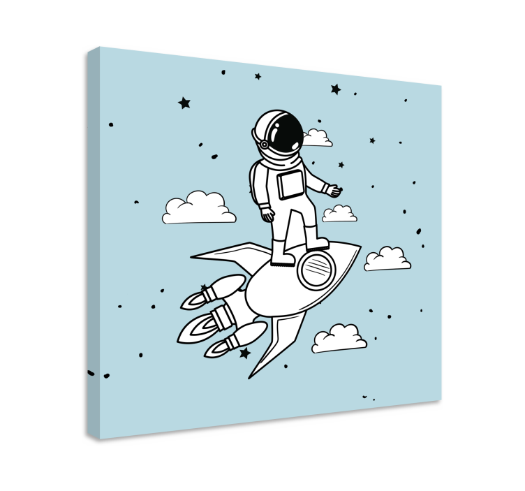 Cuadro bodegones aventura del cohete astronauta - TenVinilo