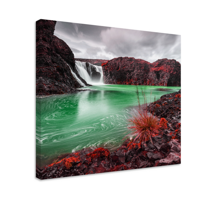 Cuadro paisajes cascada con poza verde - TenVinilo