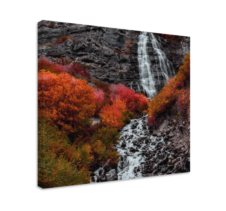 Cuadro paisajes paisaje de cascada en otoño - TenVinilo