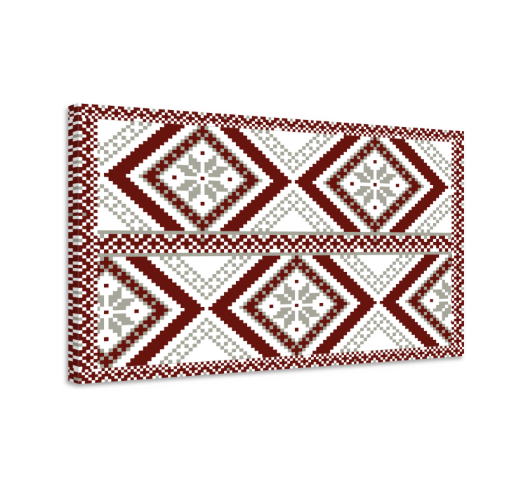 Cuadro geométrico Copos de nieve nórdicos rojo gris - TenVinilo